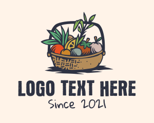 Farmers Market - Fruit Vegetable Basket logo design