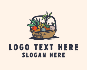 Vegan - Fruit Vegetable Basket Grocery logo design