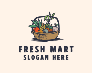 Supermarket - Fruit Vegetable Basket Grocery logo design