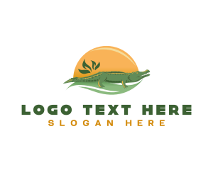 Caiman - Wildlife Zoo Crocodile logo design