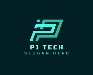 Geometric Tech Startup Letter P logo design