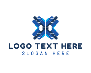 Network - Blue Professional Letter X logo design