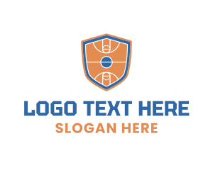 School - Basketball Court Shield logo design