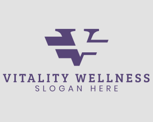 Modern Purple V Lines logo design