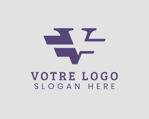 Modern Purple V Lines logo design