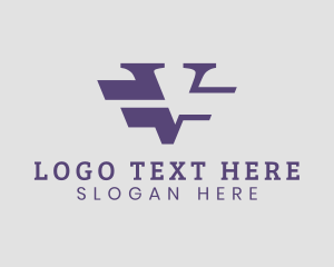 Modern Purple V Lines logo design