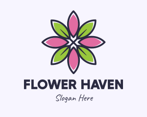 Leaf Petals Flower logo design