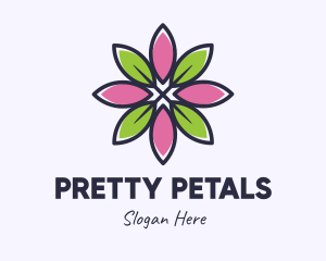 Leaf Petals Flower logo design