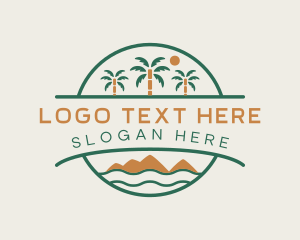 Coconut Tree - Island Beach Travel logo design