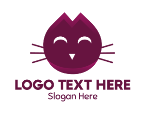 Cute Maroon Cat Kitten Logo