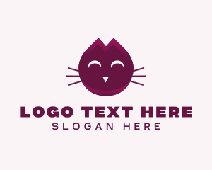 Cute - Cute Maroon Cat Kitten logo design