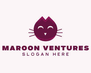 Cute Maroon Cat Kitten logo design