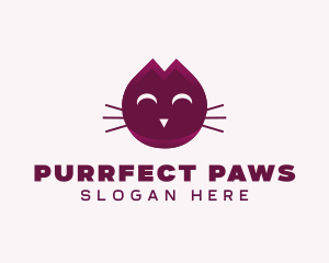 Cute Maroon Cat Kitten logo design