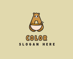 Kawaii - Ramen Noodle Bear logo design