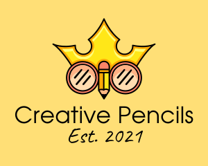 Pencil Nerd King  logo design