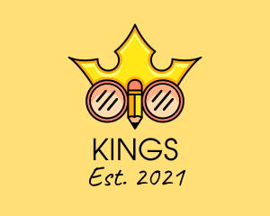 Pencil Nerd King  logo design