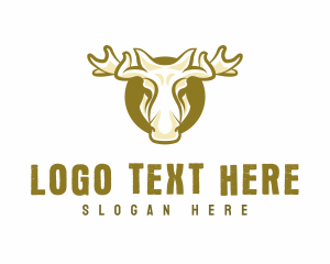 Moose Head - Antler Moose Elk logo design