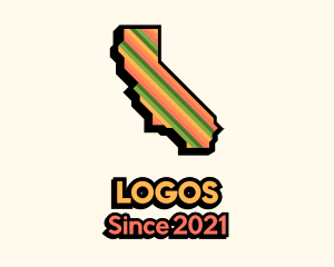 Seaside - California Tropical Stripe logo design