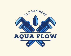 Waterworks - Plumbing Droplet Wrench logo design