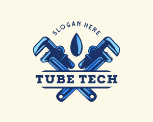 Tube - Plumbing Droplet Wrench logo design