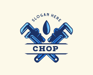Pipefitter - Plumbing Droplet Wrench logo design