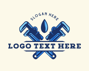 Wrench - Plumbing Droplet Wrench logo design