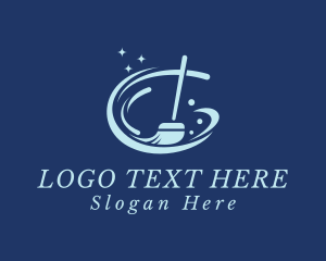 Cleaning - Sparkly Clean Broom logo design