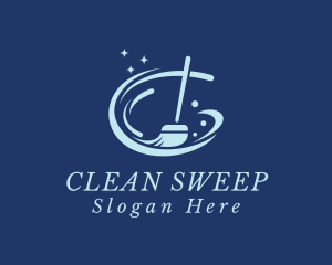 Sweeping - Sparkly Clean Broom logo design