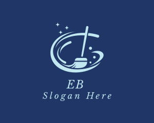 Sparkly Clean Broom logo design