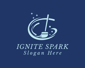 Sparkly Clean Broom logo design