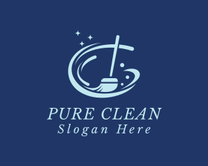 Sparkly Clean Broom logo design