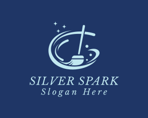 Sparkly Clean Broom logo design