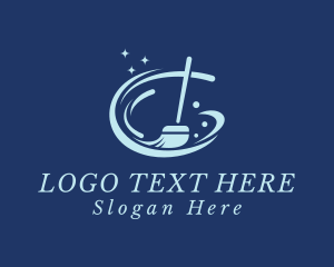 Sweeping - Sparkly Clean Broom logo design