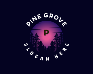 Sunset Pine Tree Environment logo design