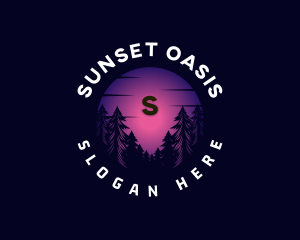 Sunset Pine Tree Environment logo design