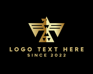 Tribal - Golden Mayan Bird logo design