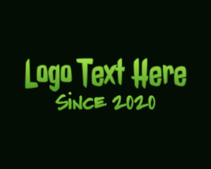 Green Monster - Horror Green Slime Text logo design
