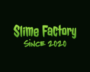 Slimy - Horror Green Slime Text logo design