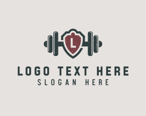Gym Equipment - Barbell Shield Fitness logo design