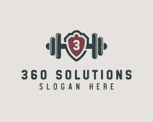 Barbell Shield Fitness logo design