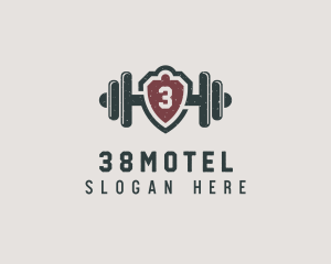 Barbell Shield Fitness logo design