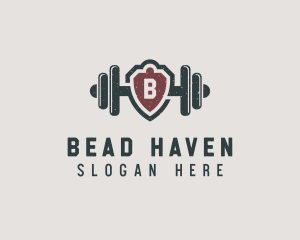 Barbell Shield Fitness logo design