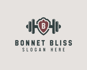 Barbell Shield Fitness logo design