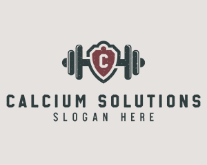 Barbell Shield Fitness logo design