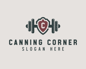 Barbell Shield Fitness logo design