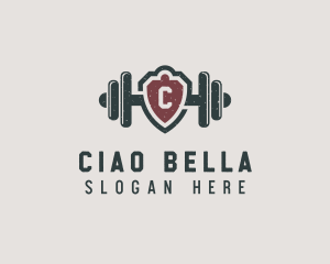 Barbell Shield Fitness logo design