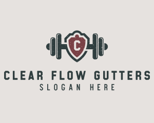 Barbell Shield Fitness logo design