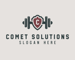 Barbell Shield Fitness logo design