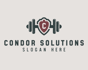 Barbell Shield Fitness logo design