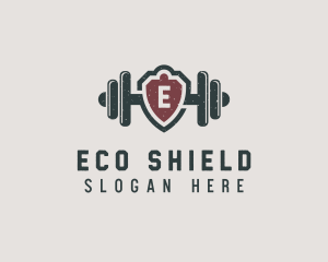 Barbell Shield Fitness logo design